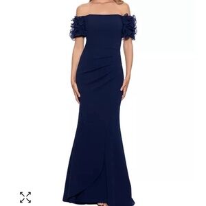 Off-The-Shoulder Ruffled-Sleeve Gown, Size 6